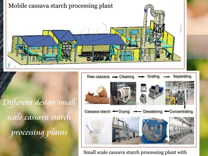 Petites usines de transformation de l'amidon de manioc de différentes conceptions