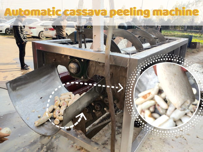 Principe de fonctionnement de la machine automatique de décapage du manioc